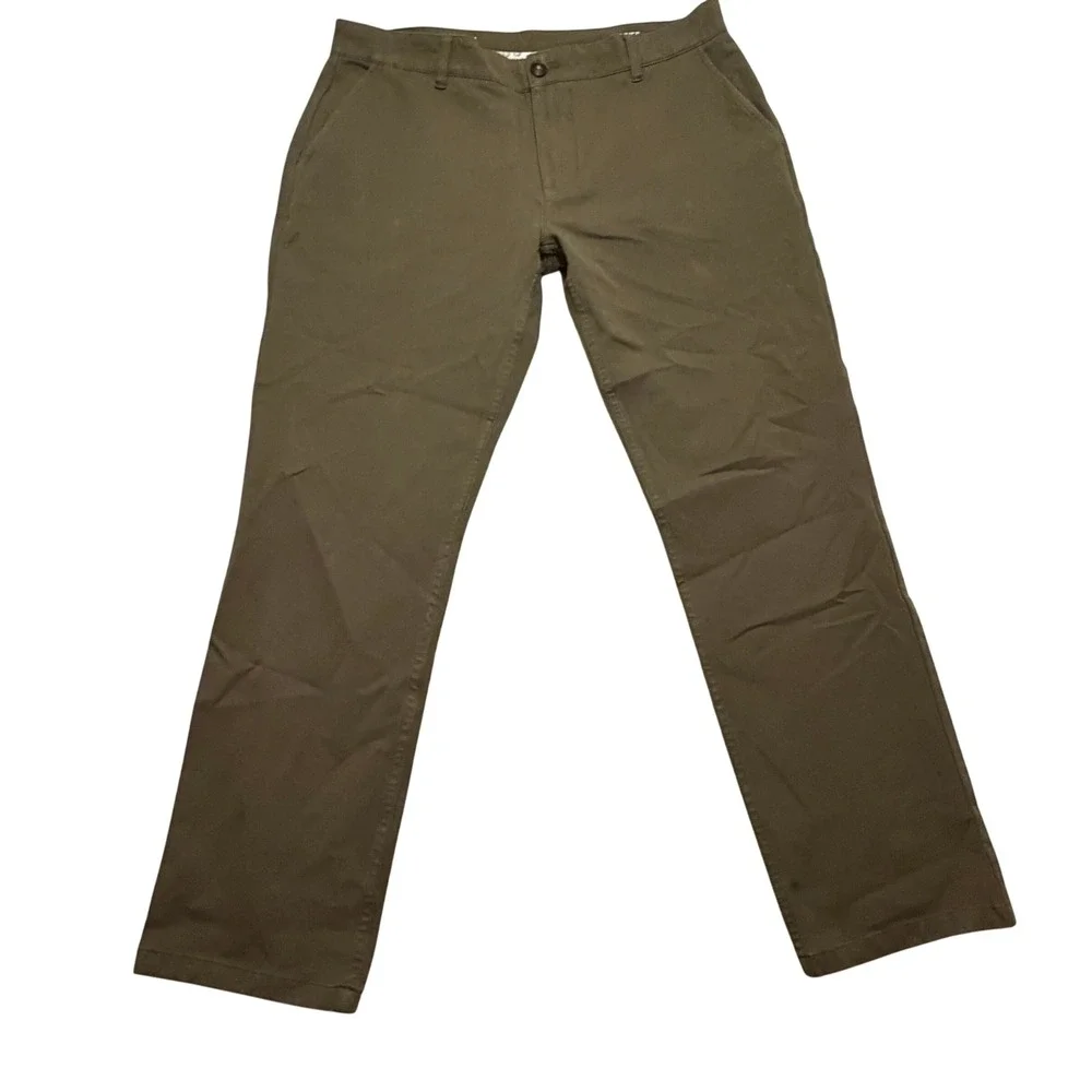 Mugsy Olives Men 36x30 Slim Straight Stretch Chino Pants Olive Green K6PNOL